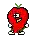 a pixel art of a strawberry with arms and legs and a face .