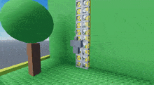 a computer generated image of a green wall with a ladder on it