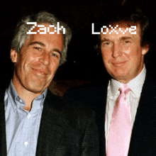 two men are posing for a picture and one of them has the word zach on his head