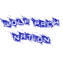 the word wolf pack is written in blue letters on a white background