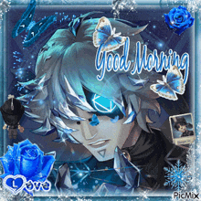 a good morning greeting card with a picture of a boy