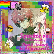 a picture of a boy with the words sparkle on wednesday on it