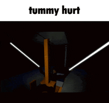 a cartoon of a person laying on their back with the words tummy hurt above them