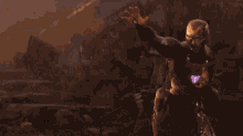 a man with a beard is surrounded by fire