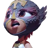 a close up of a cartoon character wearing a mask