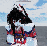 a video of a girl with the words nuh uh on the bottom right