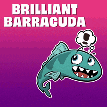 a brilliant barracuda sticker with a cartoon fish