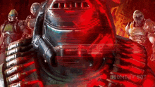 a group of soldiers are standing next to each other in a video game scene .