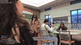 a man in a suit and tie stands in front of a woman in a restaurant with today 's subs at 264