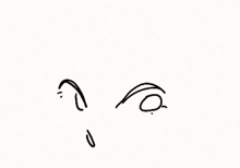 a black and white drawing of a person 's face with a tear coming out of it .