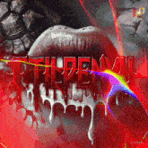 a painting of a woman 's lips with the word " hidenji " written on it