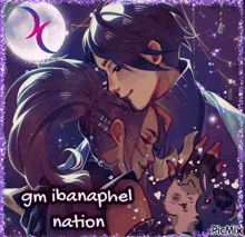a picture of a man and woman hugging with the words gm ibanaphal nation