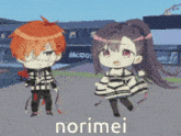 a boy and a girl are standing in front of a mcdonald 's building