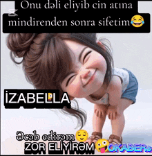 a cartoon of a little girl with the name izabella on it