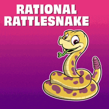 a cartoon snake with the words rational rattlesnake behind it