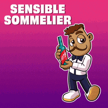 a cartoon of a man holding a bottle with the year 1976 on it