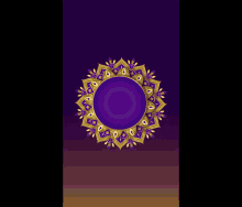 a purple background with a candle in the middle and a man in the corner