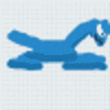 a blue silhouette of a person holding a red object on a grid background .