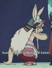 a cartoon of a kangaroo with the words cuando disen q no eres d kaiser below it