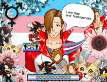 a cartoon of a man saying i am gay and transgender