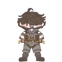 a cartoon of a man wearing overalls and boots