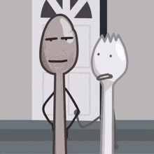 a cartoon drawing of a spoon and a fork