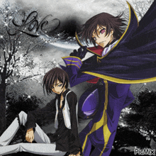 a picture of two anime characters with the word love written on the bottom