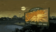 a sign that says welcome to sunnydale slow children at play on it