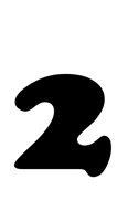 a black and white silhouette of the number 2 on a white background .