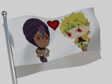 a flag with a picture of dio and a heart