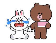 brown and cony bear crying