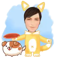 a cartoon drawing of a person dressed as a dog