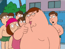 a group of cartoon characters including peter griffin and meg