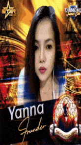a poster for yanna founder with a man in a suit on it