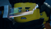 a close up of a lego figure with a sword