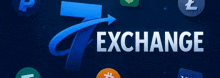 the word exchange is surrounded by various currency symbols