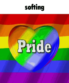 a rainbow heart that says pride on it