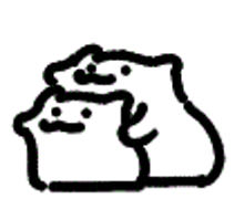 a black and white drawing of a cat sitting on top of another cat .