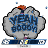 a graphic that says yeah boooy with a football in the background