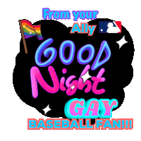 a poster that says good night gay baseball fan on it