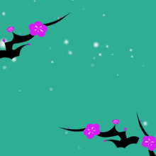 a green background with purple flowers and the words ' ' ' ' ' ' ' ' ' ' on it