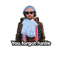 a man wearing a wig and sunglasses says you forgot