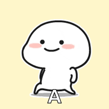 a cartoon character with a smile on his face is standing next to a letter a .