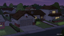 a cartoon drawing of a residential neighborhood with the words adult swim at the top