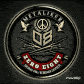 a logo for metalieur zero eight with a peace sign