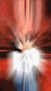 a blurry image of a person 's face with a red and white background