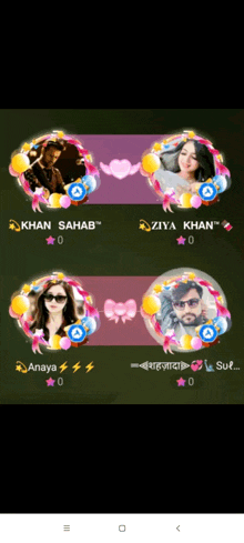 a screenshot of a game with four players named khan sahab ayaan and ziya khan