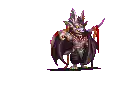 a pixel art of a demon with a crown on his head and a sword .