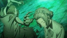 a couple of anime characters standing next to each other with one of them having a crown on her head