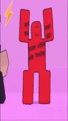 a red cartoon character with the words " i am cool " on his chest